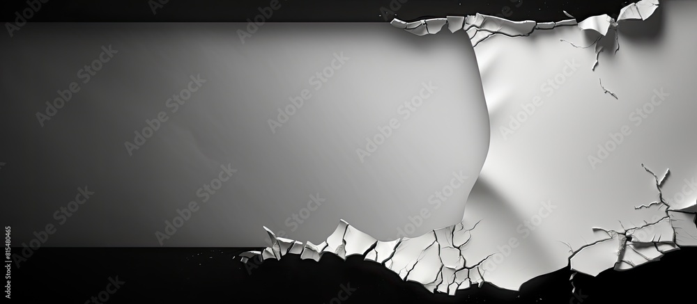 Poster a torn piece of black and white paper with empty space for text or images. creative banner. copyspac