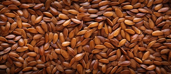 Healthy organic flax seeds known for their high omega 3 content captured in a top view image with copy space