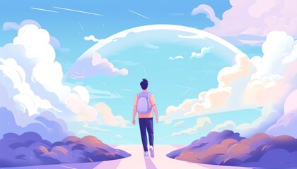 Coming out stories flat design side view personal journey theme cartoon drawing colored pastel