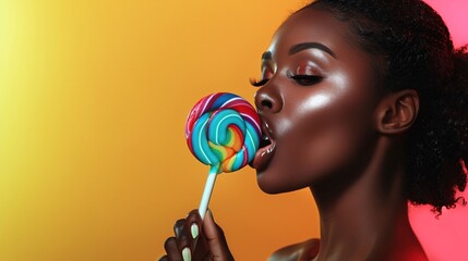 female black model with lollipop