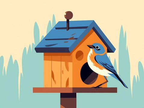 recommend clip art: Nesting box flat design side view wildlife conservation theme animation Splitcomplementary color scheme