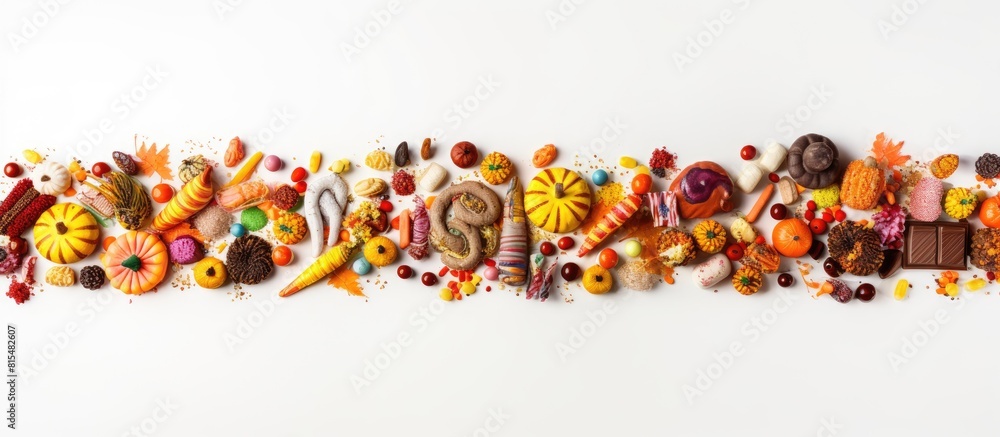 Aufkleber a bird s eye view image of halloween themed candies including finger shaped sweets brain shaped trea