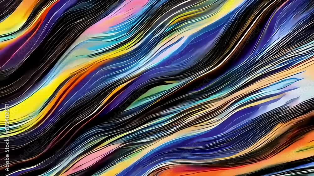 Poster a colorful abstract swirl that gives an impression of dynamic movement, reminiscent of a fluid or wa