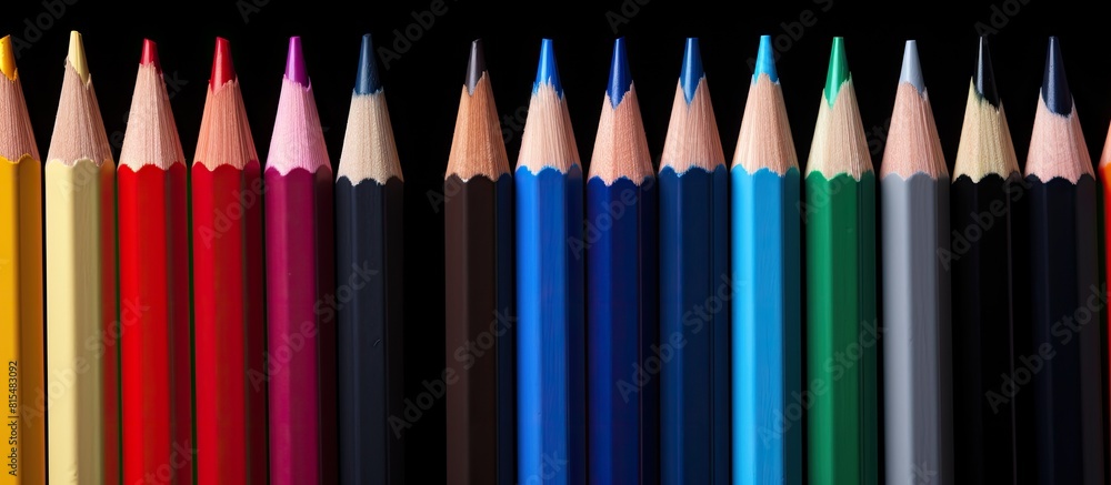 Aufkleber a set of colored pencils isolated on a black background perfect for back to school projects with amp