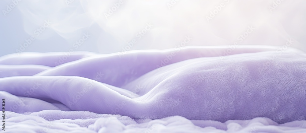 Poster soft fluffy light violet periwinkle blanket on a white cotton texture background ample copy space im