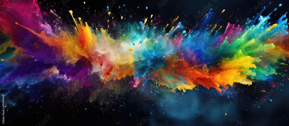 Aufkleber An explosive burst of colorful powder and glitter creates an abstract splattered background featuring a freeze frame image in motion. Creative banner. Copyspace image