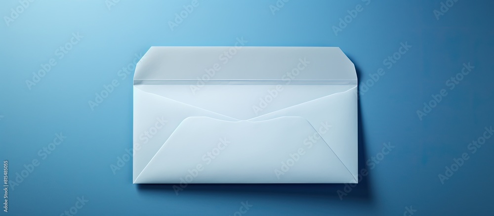 Fototapete a blank card being inserted into an opened blue envelope by a hand with space for writing. creative 