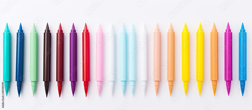 Aufkleber Design mockup with a set of blank markers against a light background perfect for adding custom content or showcasing copy space image