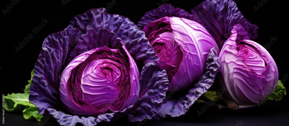 Poster A vibrant red cabbage with ample space for copy in the image