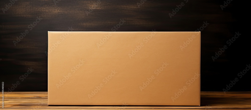 Aufkleber a cardboard box with wooden blanks is shown in the copy space image