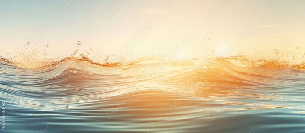 Fototapete Summer themed image with a transparent surface of beige water displaying ripples and splashes The sunlight shines on the water waves creating a serene and refreshing scene with room for product displ