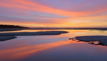 A colorful sunset reflected in the calm waters of upscaled_3