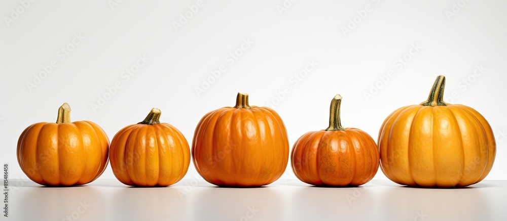 Wall mural fashion pumpkins with copy space image on a white background