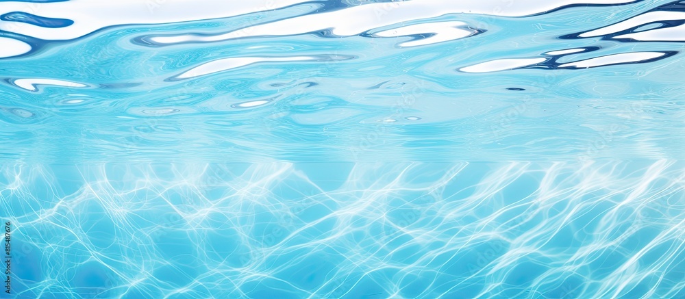Poster A high resolution background image of a swimming pool filled with water featuring a textured abstract or rippling wave pattern. Creative banner. Copyspace image