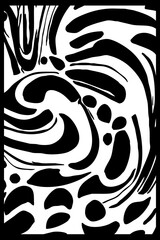 Abstract black and white pattern. For use in graphics. Minimalist illustration for printing on wall decorations