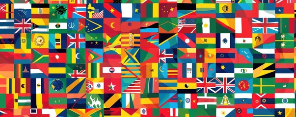 international flags representing countries from around the globe.