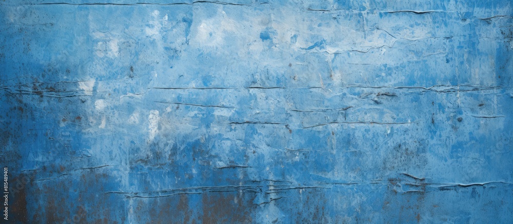 Poster close up of a blue painted metal wall fragment providing a textured background for a captivating cop