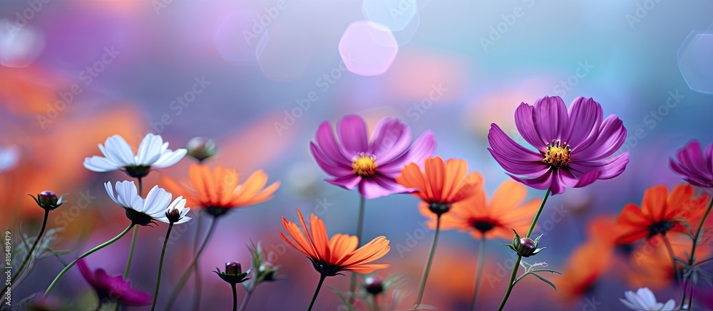 Aufkleber A macro photo of vibrant flowers with a blurred background providing ample copy space image