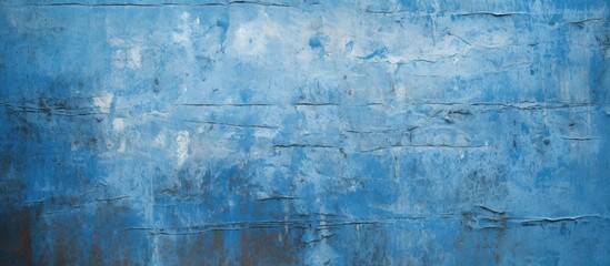 Obraz premium Close up of a blue painted metal wall fragment providing a textured background for a captivating copy space image