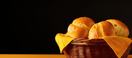 A copy space image featuring Chipas a traditional South American cheese bun served in a basket
