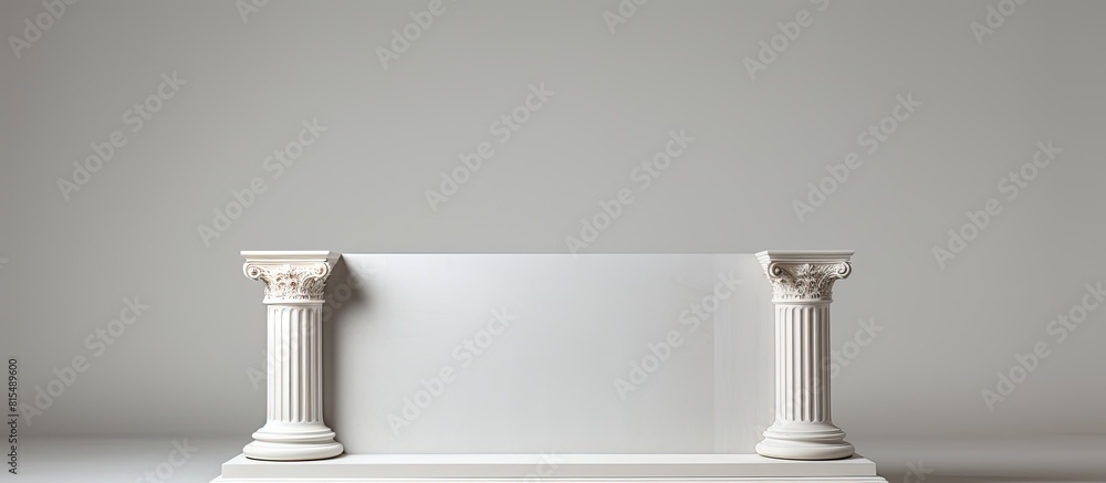 Poster a decorative podium stands alone on a white background providing ample copy space for an image