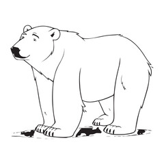Simple logo design of cartoon polar bear, black vector illustration on white background