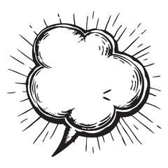 Simple sketch logo icon of cartoon speech bubble, black vector illustration on white background