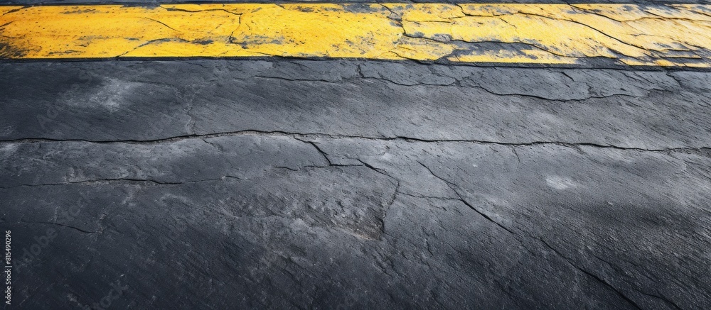 Aufkleber a detailed view of the texture of an asphalt road with two yellow lines. creative banner. copyspace 