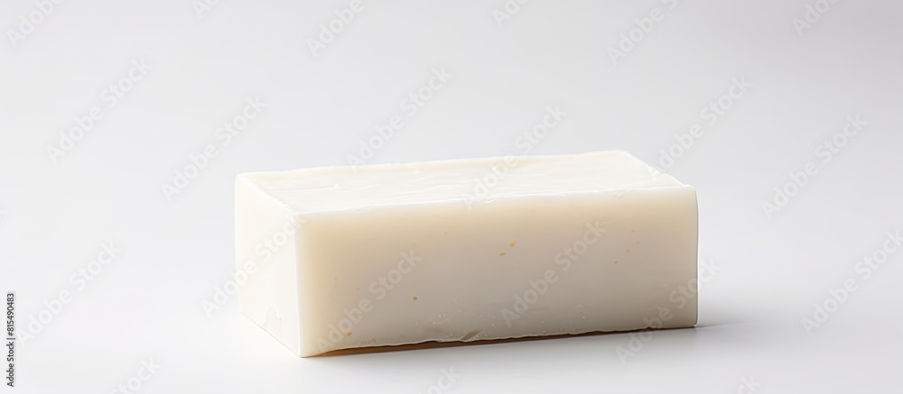 Aufkleber Close up shot of a white background with a handmade soap providing ample space for copy or text in the image