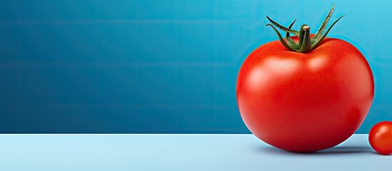 A small tomato a key ingredient in tomato sauce placed on a banner with copy space for images