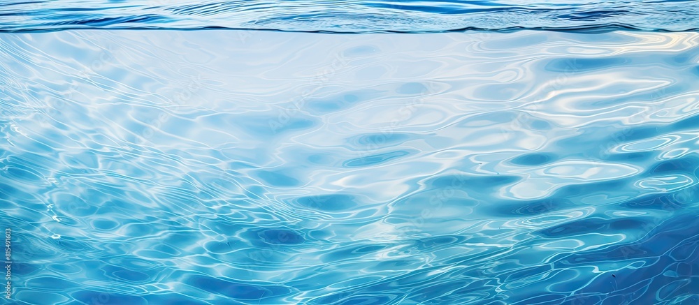 Poster top view of a clear water surface with rippling patterns set against a light blue background creatin
