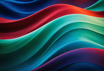 A soft and smooth digital illustration of silk-like waves blending pastels of redn, green and blue