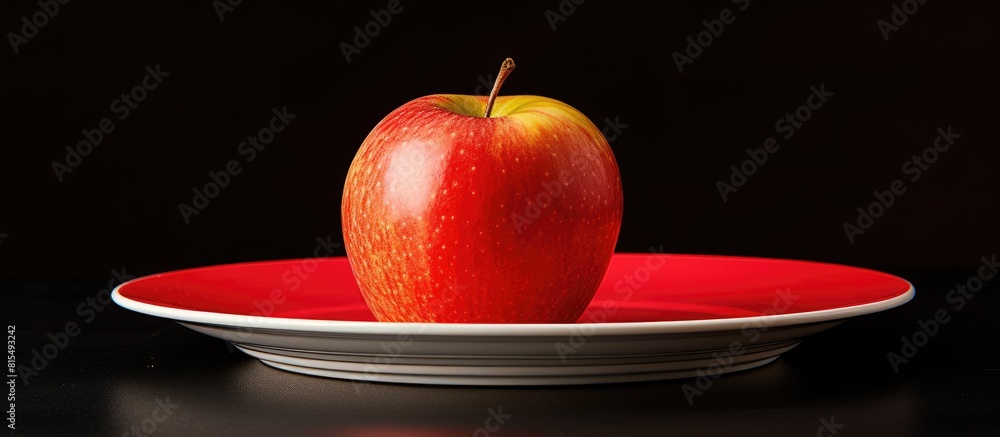 Poster A fresh and nutritious apple placed on a plate providing a visually appealing copy space image