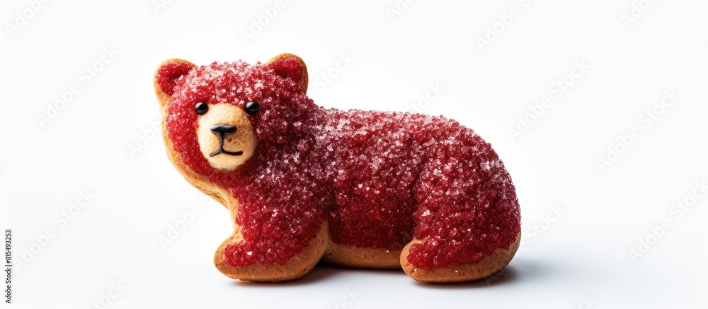 Poster a festive christmas cookie featuring a bear set against a clean white background with ample copy spa