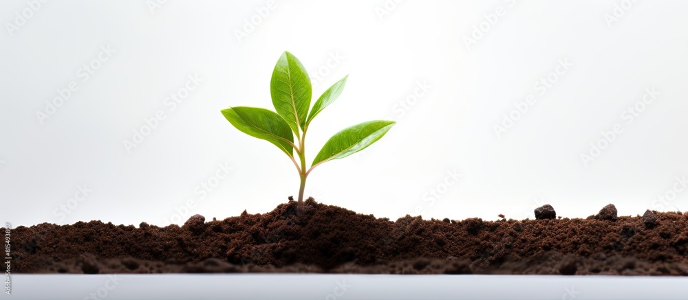 Aufkleber a young plant stands alone on a white background symbolizing the concepts of growth ecology and hope
