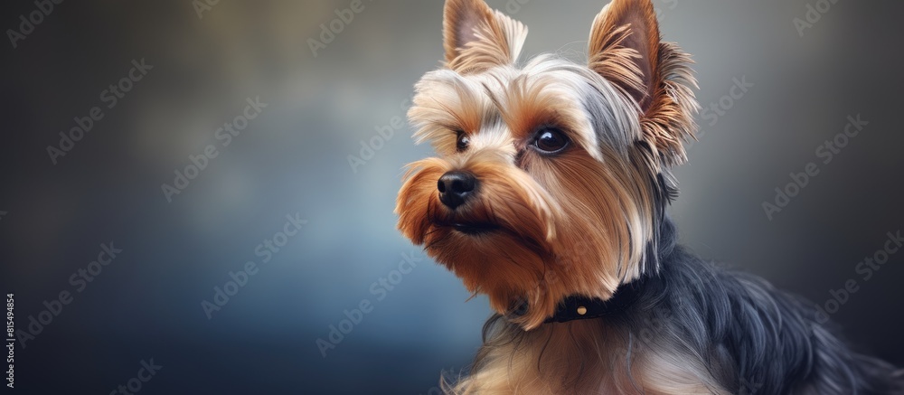 Poster Close up portrait of a Yorkshire Terrier with copy space image