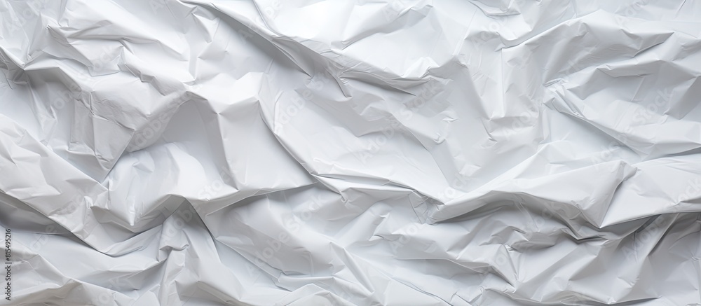 Poster The crumpled paper has a white color texture background perfect for a copy space image