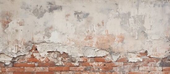 A detailed image of a deteriorating brick wall with crumbling plaster Perfect copy space image