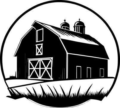 recommend clip art: Rural barn storage or grain silo silhouette icon isolated on white background