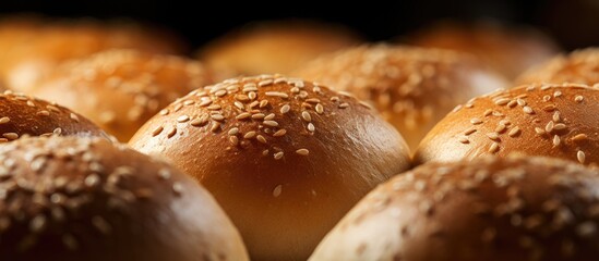A close up photograph of freshly baked bread rolls with plenty of open space around the rolls for adding text or graphics. Creative banner. Copyspace image