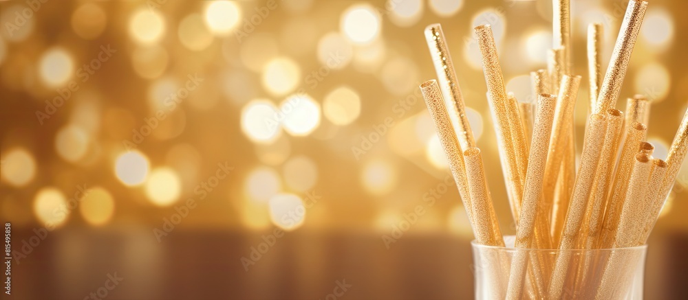 Poster festive new year s background with a paper straw for a christmas party copy space image