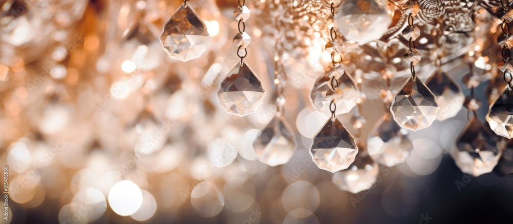 Aufkleber close up of a glamorous crystal chandelier creating a captivating background with ample copy space