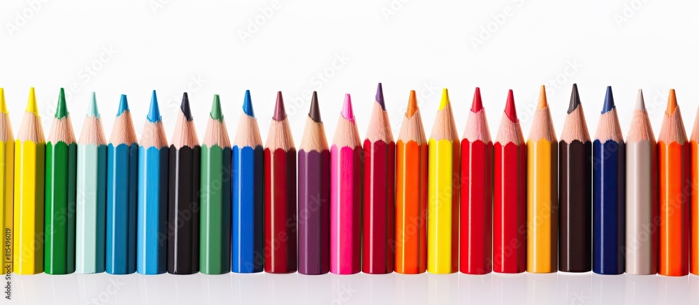 Aufkleber a copy space image of color pencils placed on a white background leaving ample room inside for text