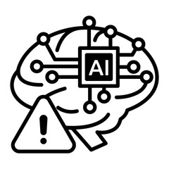AI risk image icon. There is an exclamation mark next to artificial intelligence.