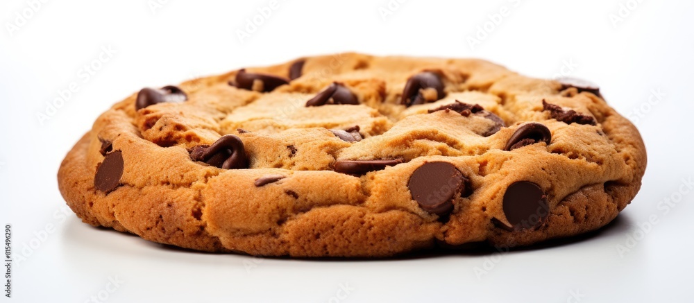 Aufkleber A close up copy space image of a delicious chocolate chip cookie isolated on a white background tempting the taste buds of breakfast lovers