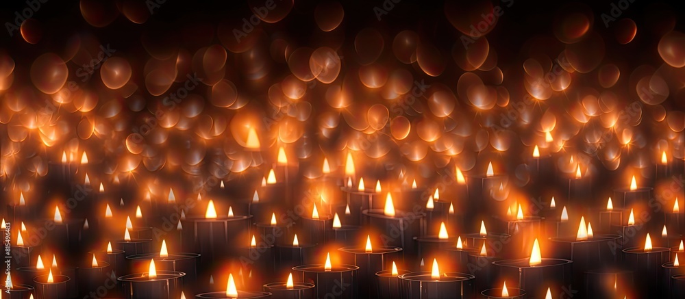 Leinwandbilder An arrangement of macro candle lights beautifully illuminated creating a mesmerizing copy space image