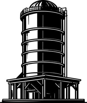 recommend clip art: Rural barn storage or grain silo silhouette icon isolated on white background