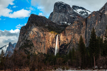 Rainbow Sunset on Bridalveil Falls, Yosemite National Park, California