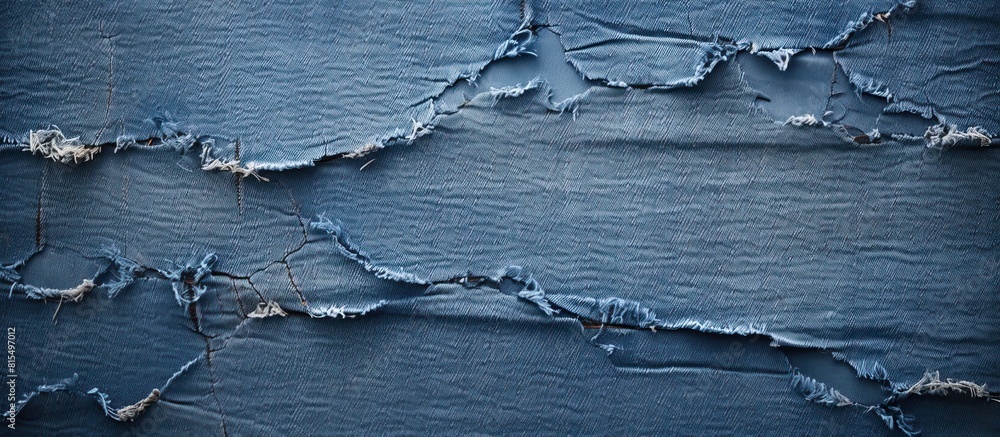 Aufkleber The image showcases the rugged texture of ripped denim jeans with a blank space for copy. Creative banner. Copyspace image