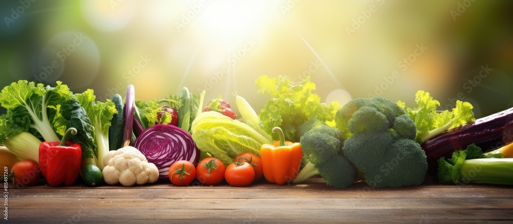 Poster nature background with fresh bio vegetables perfect for copy space image